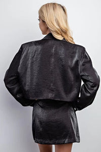 Black Shiny Crop Jacket