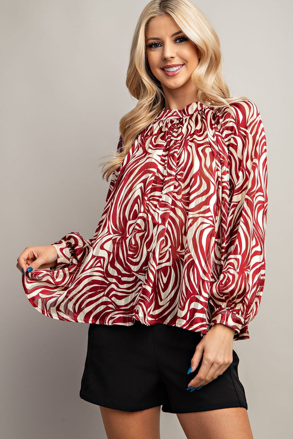 Geo Burgundy Blouse