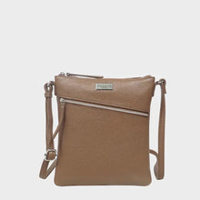 'ROSY' Tan Pebble Grain Soft Real Leather Crossbody Bag