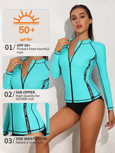 Rash Guard Zip Sun Shirt-Aqua