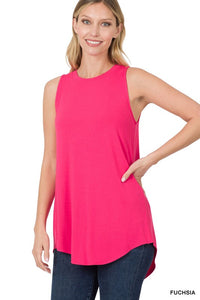 Round Neck Tank-Fuchsia
