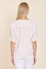 Poplin V-neck Stripe Top-Pink