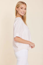 Poplin V-neck Stripe Top-Pink