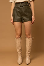 Olive Pleather Shorts