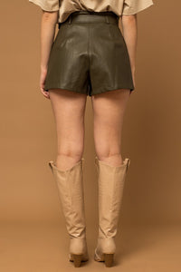 Olive Pleather Shorts