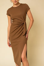 Brown Side Tie Maxi Dress