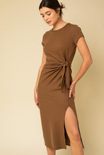 Brown Side Tie Maxi Dress