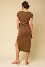 Brown Side Tie Maxi Dress