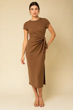 Brown Side Tie Maxi Dress