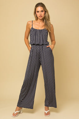 Navy Abstract Jumpsuit