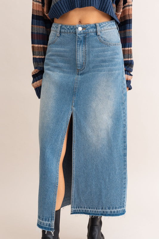 Vintage Denim Midi Skirt / High Waist Mid Length Jean Skirt | High waisted  skirt, Midi skirt, Vintage denim