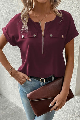 Wine Half Zip Top