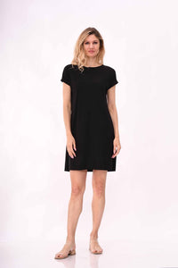 Black Cap Sleeve Shift Dress