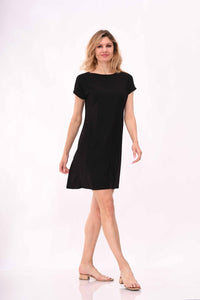 Black Cap Sleeve Shift Dress