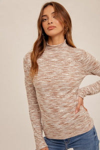 MOCK NECK POINTELLE SWEATER TOP-Stone