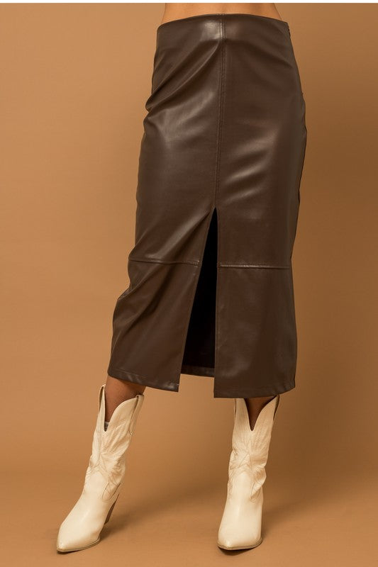 Brown Pleather Skirt