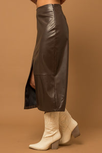 Brown Pleather Skirt