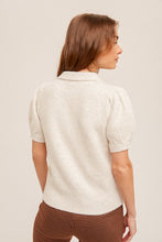 White Collared Polo Sweater Top