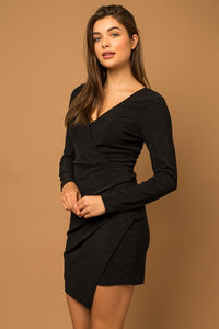 Black Pleated Sparkle Dress