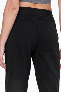 Swoop Back Twill Joggers-Black
