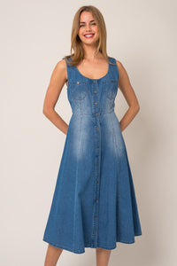 Denim Sleeveless Midi Dress