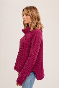 Magenta Cable Sweater