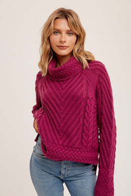 Magenta Cable Sweater