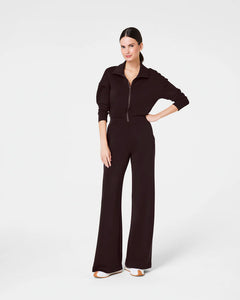 Long Sleeve Wide Leg Jumpsuit-Truffle Brown