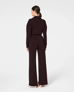 Long Sleeve Wide Leg Jumpsuit-Truffle Brown