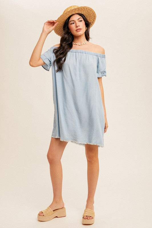 Blue Off Shoulder Dress
