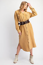 Gauze Shirt Dress-Camel