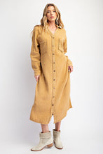 Gauze Shirt Dress-Camel