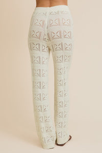 White Crochet Knit Pants