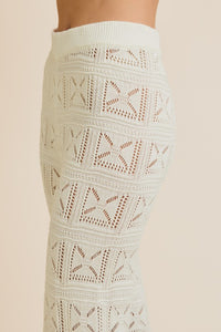 White Crochet Knit Pants
