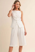 Linen Vest & Shorts Set-White