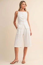 Linen Vest & Shorts Set-White