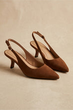 Margarita Sling Heels-Tabacco Suede