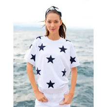 Stars Lightweight Short Sleeve Sweatshirt,White