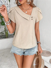 Beige Diagonal Collar Top