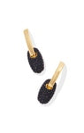 BAILEY PAVE HUGGIE EARRINGS GOLD BLACK CRYSTAL