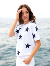 Stars Lightweight Short Sleeve Sweatshirt,White