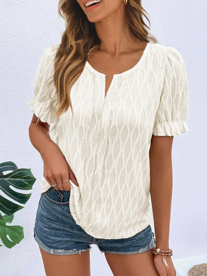 Cream Bubble Sleeve Top