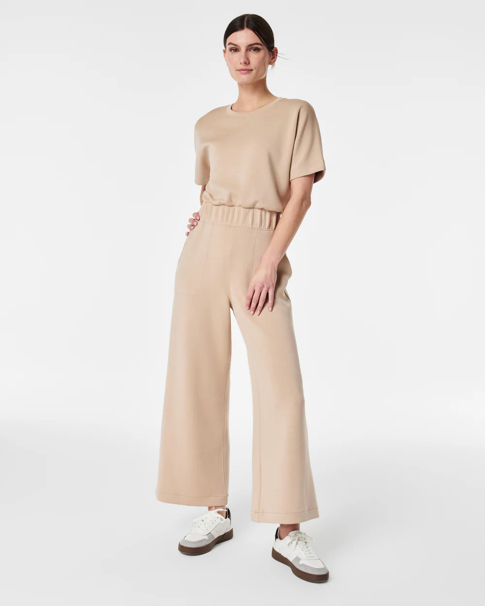 AirEssentials Cropped Wide-Leg Jumpsuit-Tahini