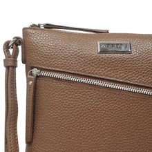 'ROSY' Tan Pebble Grain Soft Real Leather Crossbody Bag