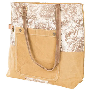 Cream Floral Tote Bag