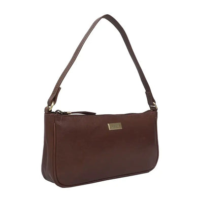 'Zara' Brown Smooth Baguette Shoulder Bag