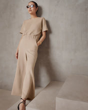 AirEssentials Cropped Wide-Leg Jumpsuit-Tahini