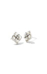 DIRA STONE STUD EARRINGS-Rhodium