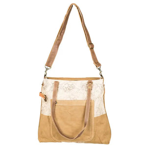 Cinnamon Floral Tote with Front Pocket
