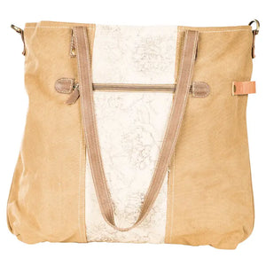 Cinnamon Floral Tote with Front Pocket